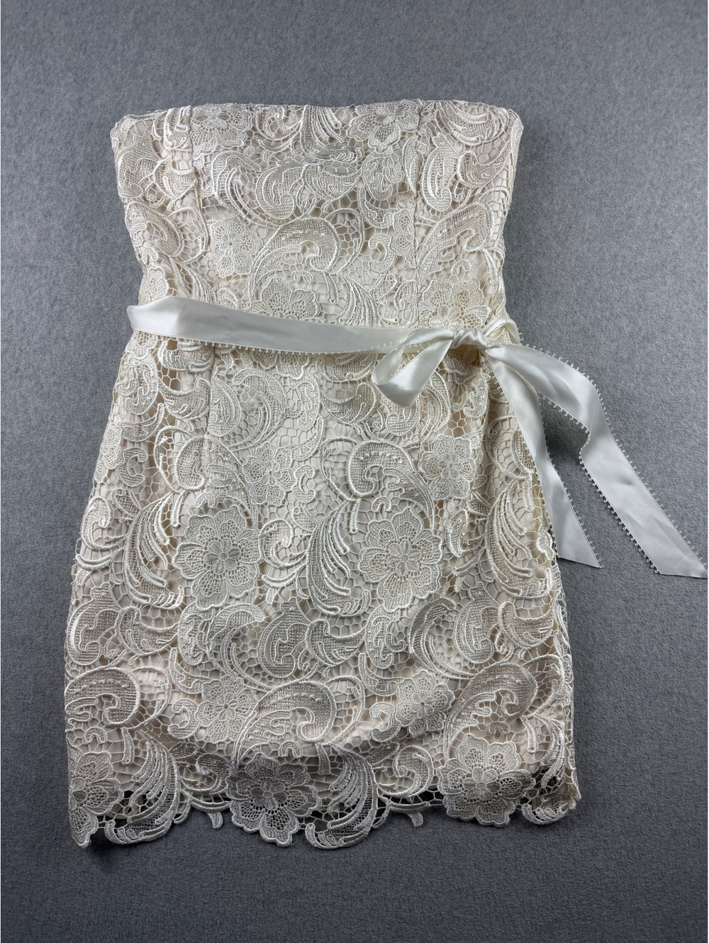 NWT Caché Ivory Lace Strapless Mini Dress 12 Bridal Y2K Coquette $178